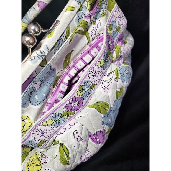 Vera Bradley Tote Bag WATERCOLOR Gray Floral Zip Shoulder RETIRED All Over Print - Picture 3 of 10
